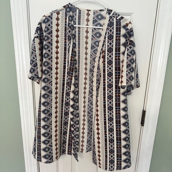 Geometric Patterned Open Cardigan - Picture 8 of 9